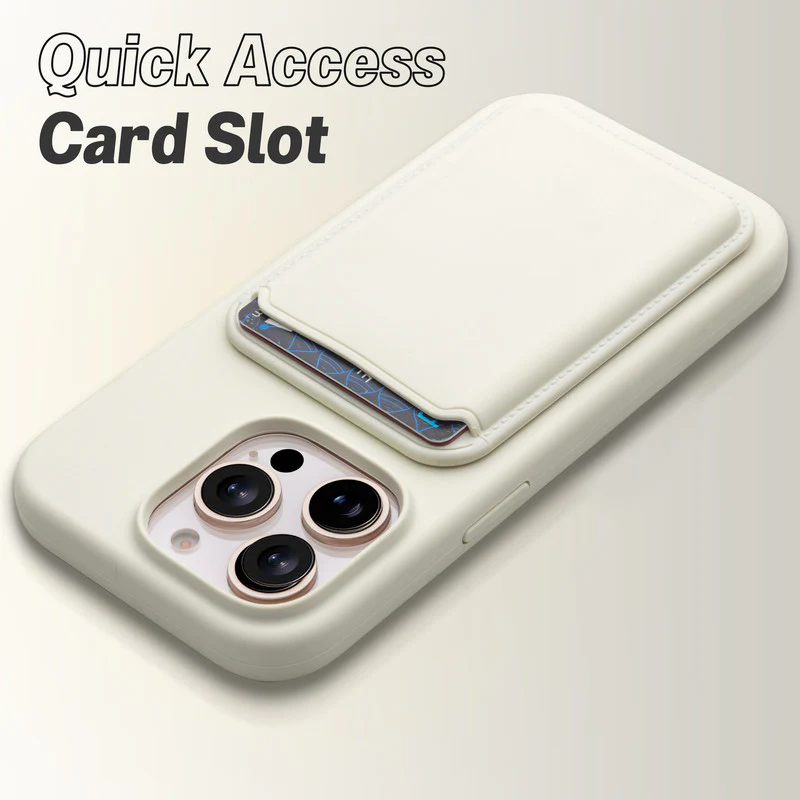 Silicon Magnetic Wireless Charging Back Case For Apple iPhone 15 Pro with Detachable Card Holder - Image 24