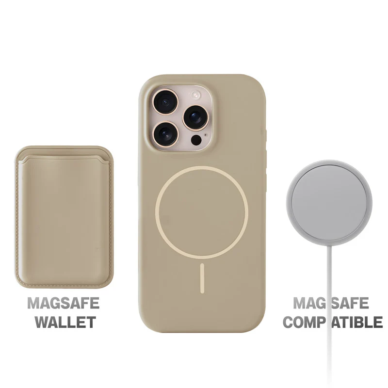 Silicon Magnetic Wireless Charging Back Case For Apple iPhone 15 Pro with Detachable Card Holder - Image 34