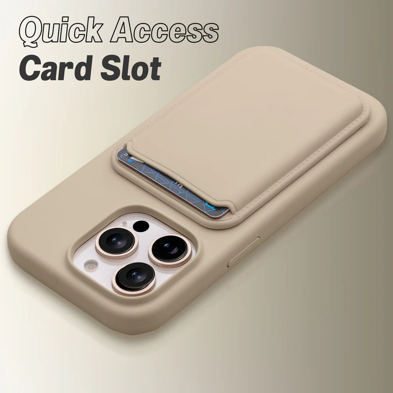 Silicon Magnetic Wireless Charging Back Case For Apple iPhone 15 Pro with Detachable Card Holder - Image 35