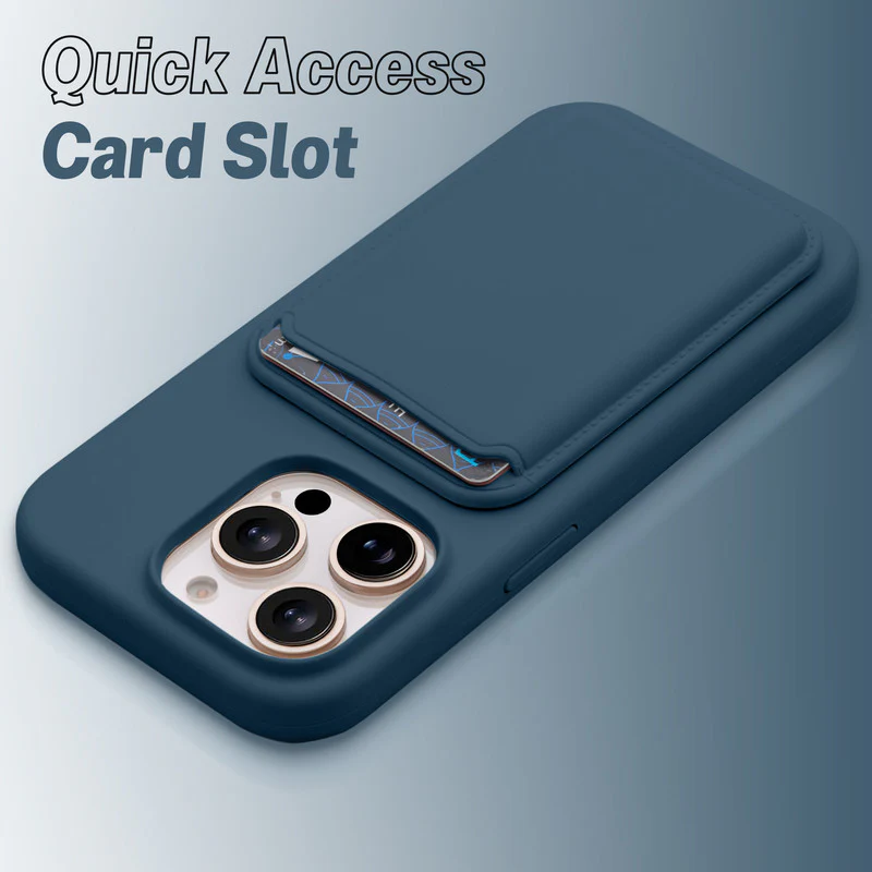 Silicon Magnetic Wireless Charging Back Case For Apple iPhone 15 Pro with Detachable Card Holder - Image 42