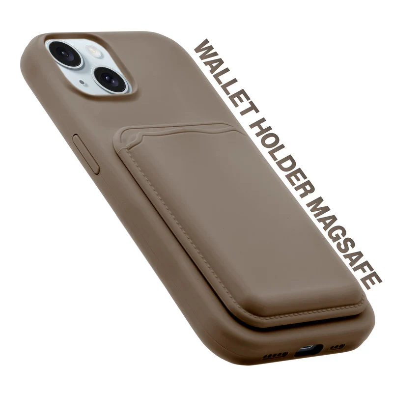 Silicon Magnetic Wireless Charging Back Case For Apple iPhone 15 with Detachable Card Holder - Image 11