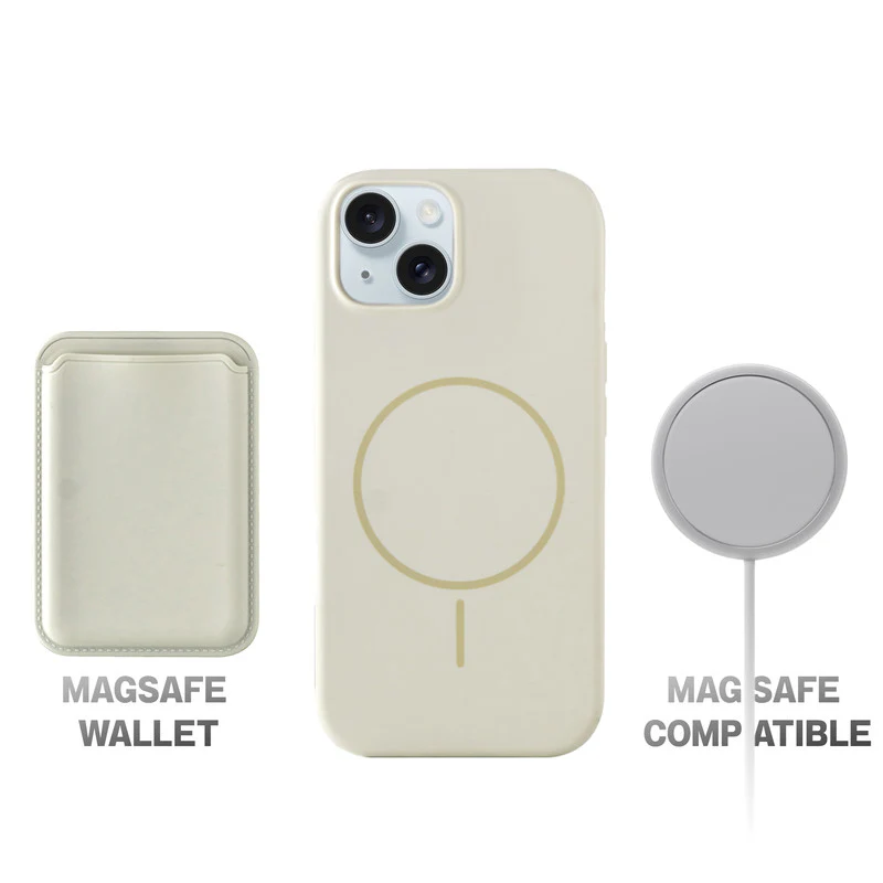 Silicon Magnetic Wireless Charging Back Case For Apple iPhone 15 with Detachable Card Holder - Image 16