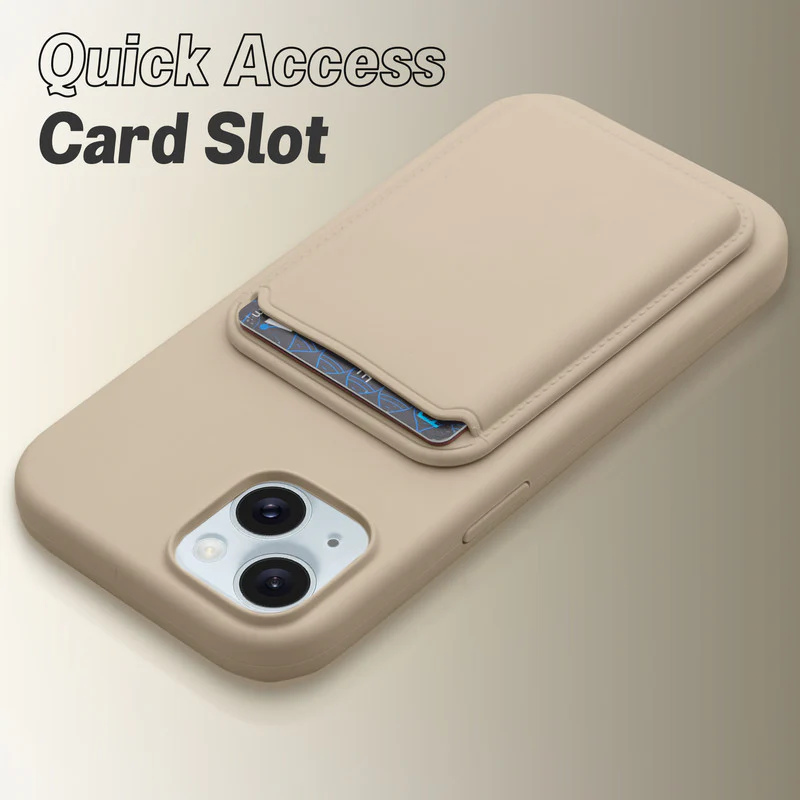 Silicon Magnetic Wireless Charging Back Case For Apple iPhone 15 with Detachable Card Holder - Image 36