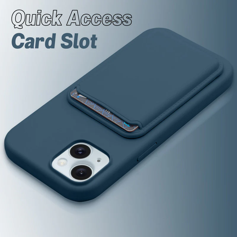 Silicon Magnetic Wireless Charging Back Case For Apple iPhone 15 with Detachable Card Holder - Image 42