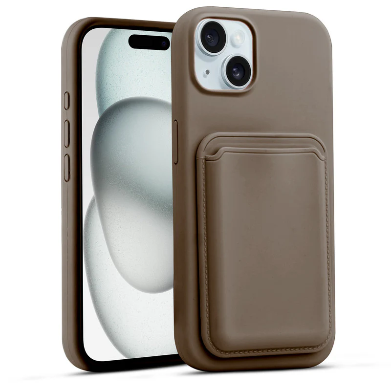 Silicon Magnetic Wireless Charging Back Case For Apple iPhone 15 with Detachable Card Holder - Image 9