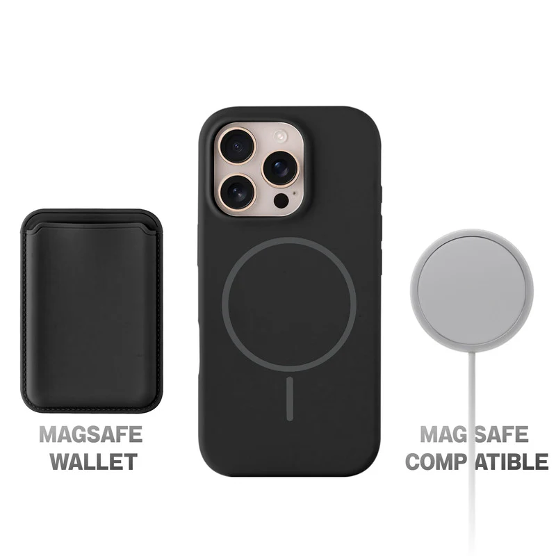 Silicon Magnetic Wireless Charging Back Case For Apple iPhone 16 Pro Max with Detachable Card Holder - Image 10