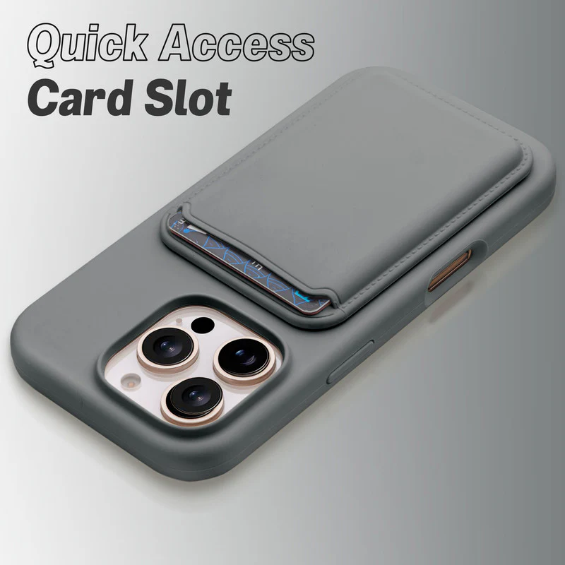 Silicon Magnetic Wireless Charging Back Case For Apple iPhone 16 Pro Max with Detachable Card Holder - Image 30