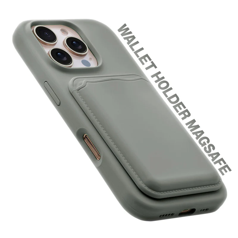 Silicon Magnetic Wireless Charging Back Case For Apple iPhone 16 Pro Max with Detachable Card Holder - Image 41