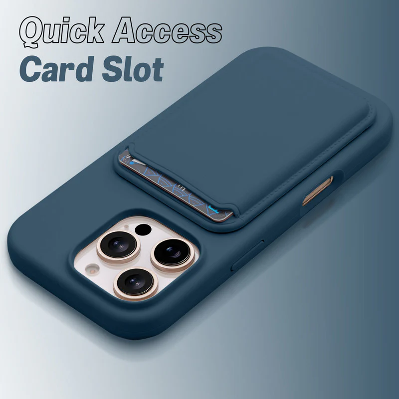 Silicon Magnetic Wireless Charging Back Case For Apple iPhone 16 Pro Max with Detachable Card Holder - Image 6