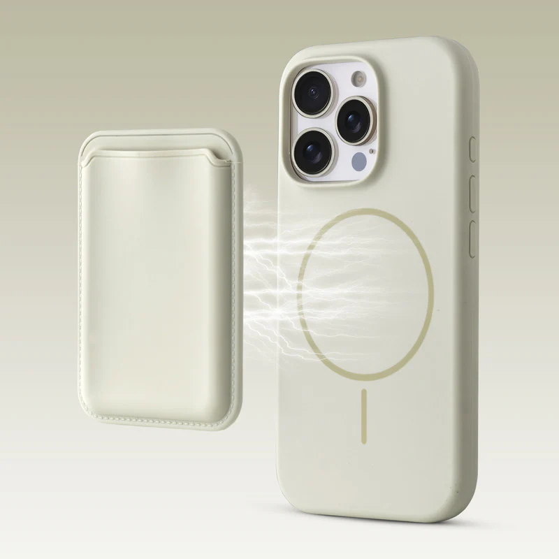 Silicon Magnetic Wireless Charging Back Case For Apple iPhone 16 Pro with Detachable Card Holder - Image 13