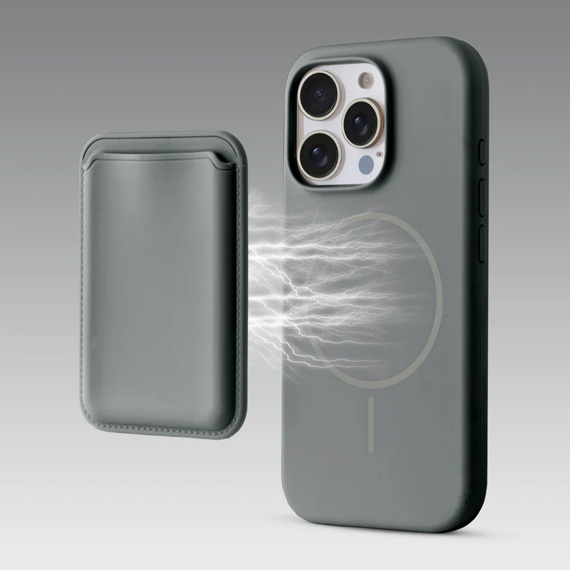 Silicon Magnetic Wireless Charging Back Case For Apple iPhone 16 Pro with Detachable Card Holder - Image 19
