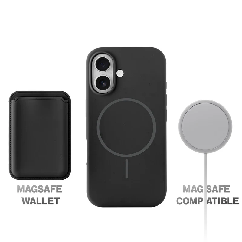 Silicon Magnetic Wireless Charging Back Case For Apple iPhone 16 with Detachable Card Holder - Image 10