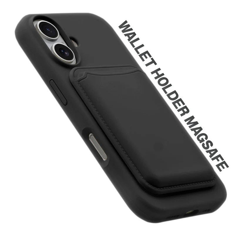 Silicon Magnetic Wireless Charging Back Case For Apple iPhone 16 with Detachable Card Holder - Image 11