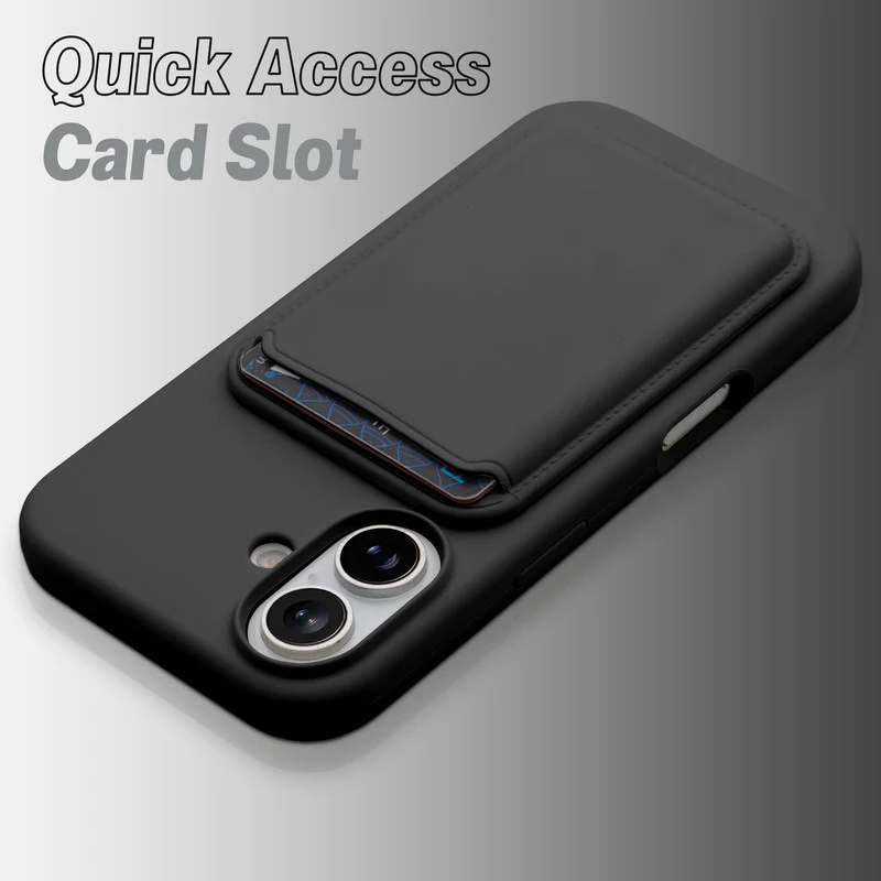 Silicon Magnetic Wireless Charging Back Case For Apple iPhone 16 with Detachable Card Holder - Image 12