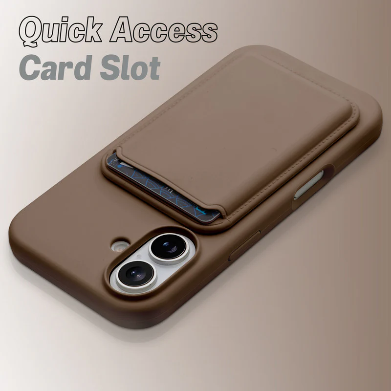 Silicon Magnetic Wireless Charging Back Case For Apple iPhone 16 with Detachable Card Holder - Image 18