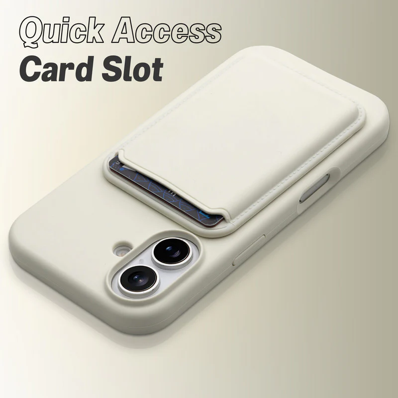 Silicon Magnetic Wireless Charging Back Case For Apple iPhone 16 with Detachable Card Holder - Image 24