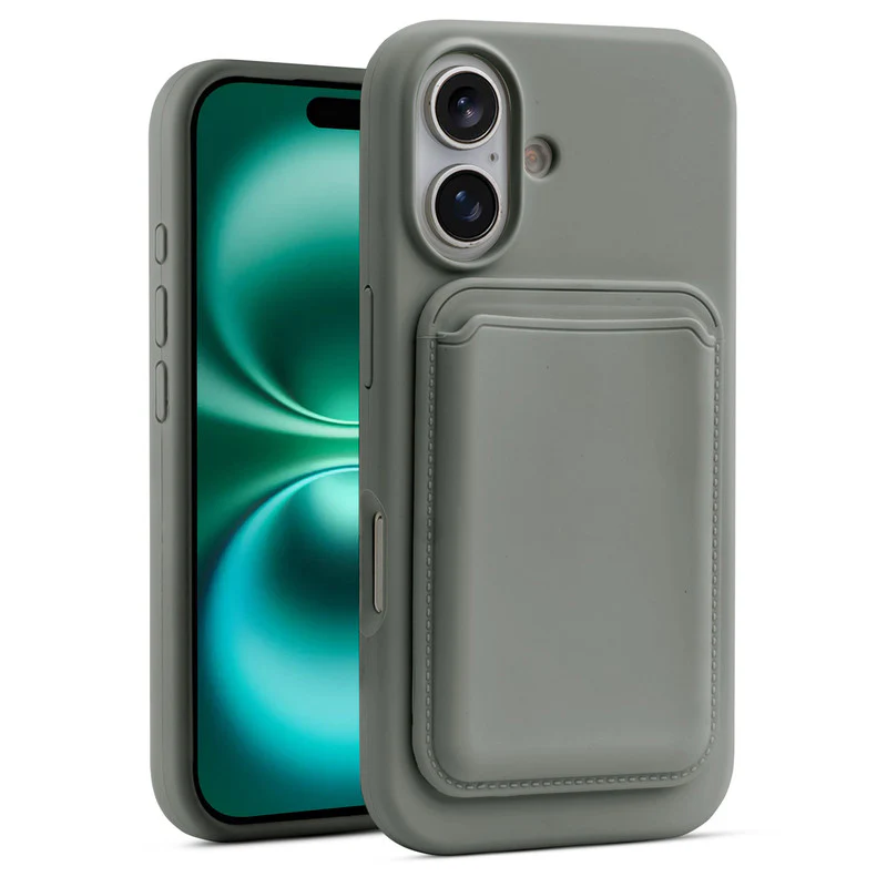Silicon Magnetic Wireless Charging Back Case For Apple iPhone 16 with Detachable Card Holder - Image 33