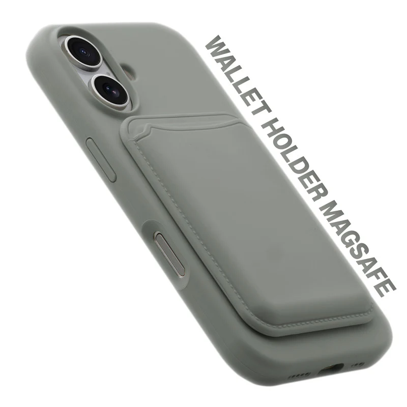 Silicon Magnetic Wireless Charging Back Case For Apple iPhone 16 with Detachable Card Holder - Image 35