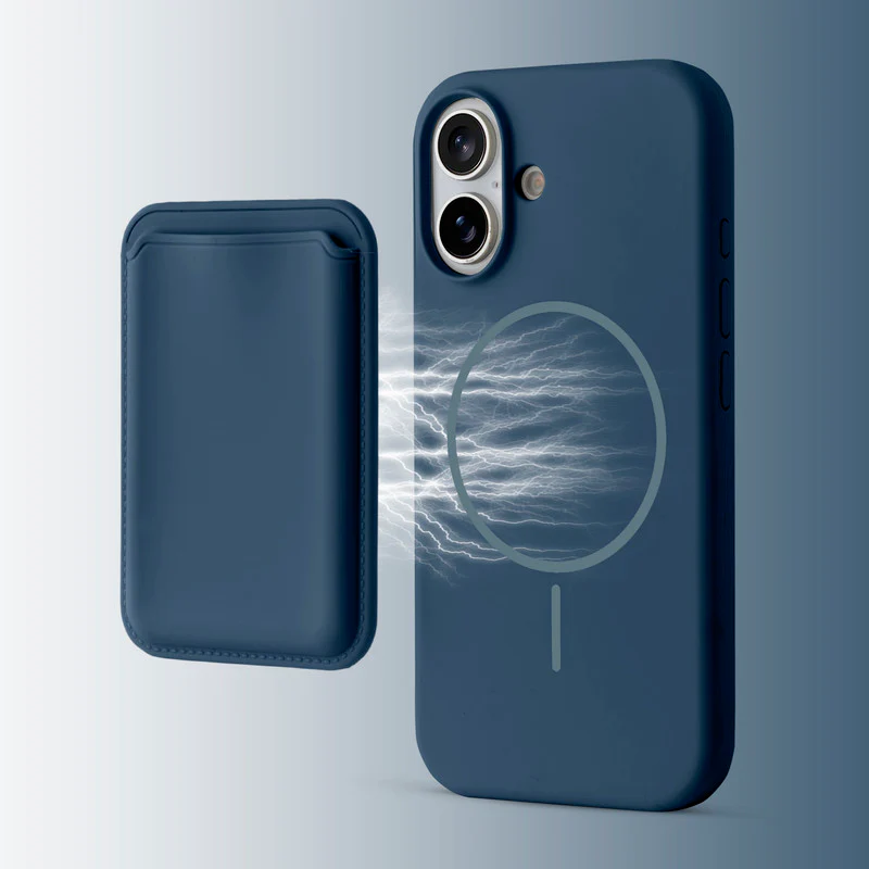 Silicon Magnetic Wireless Charging Back Case For Apple iPhone 16 with Detachable Card Holder - Image 37