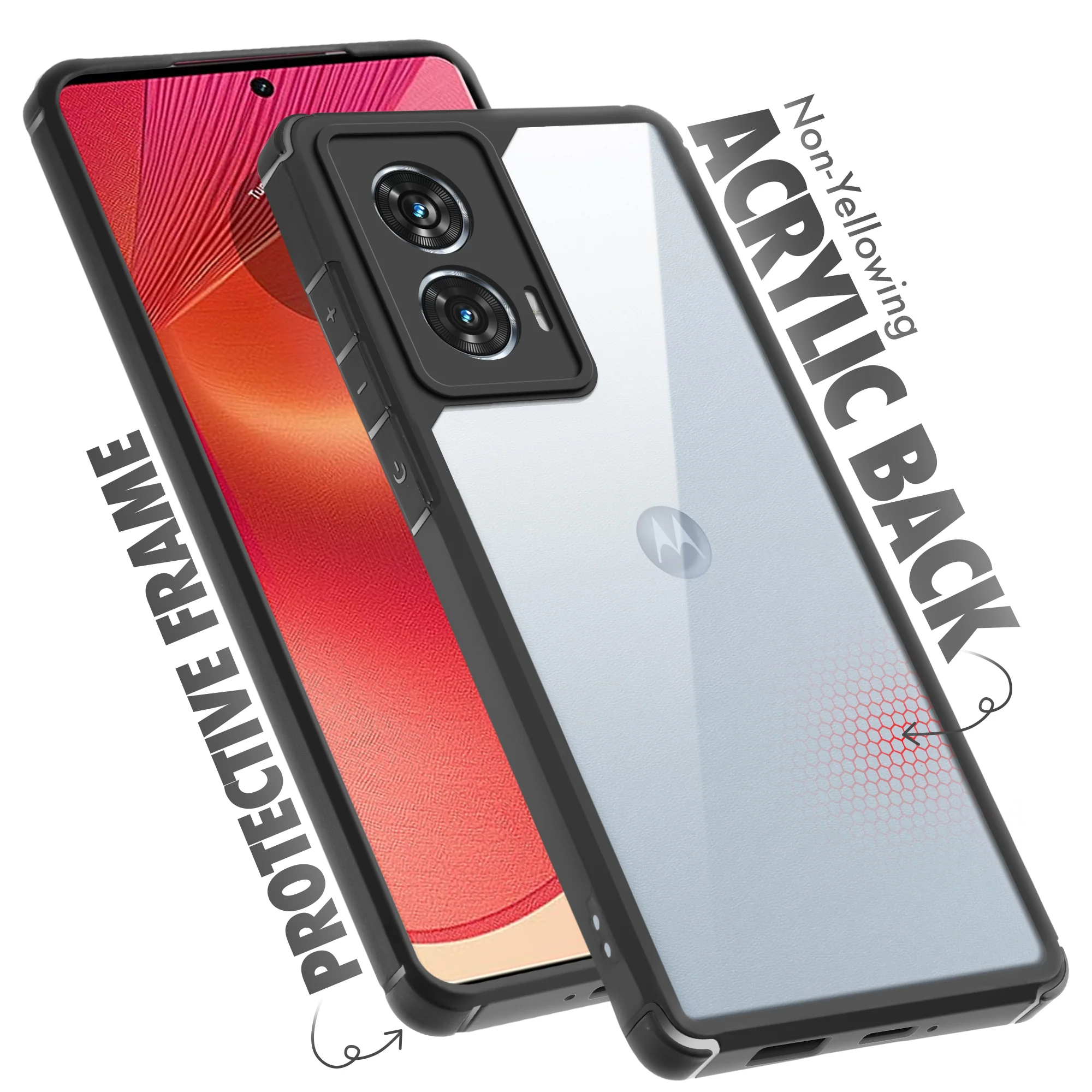 Silicone Border Transparent Back Cover for Motorola Moto G96 5G