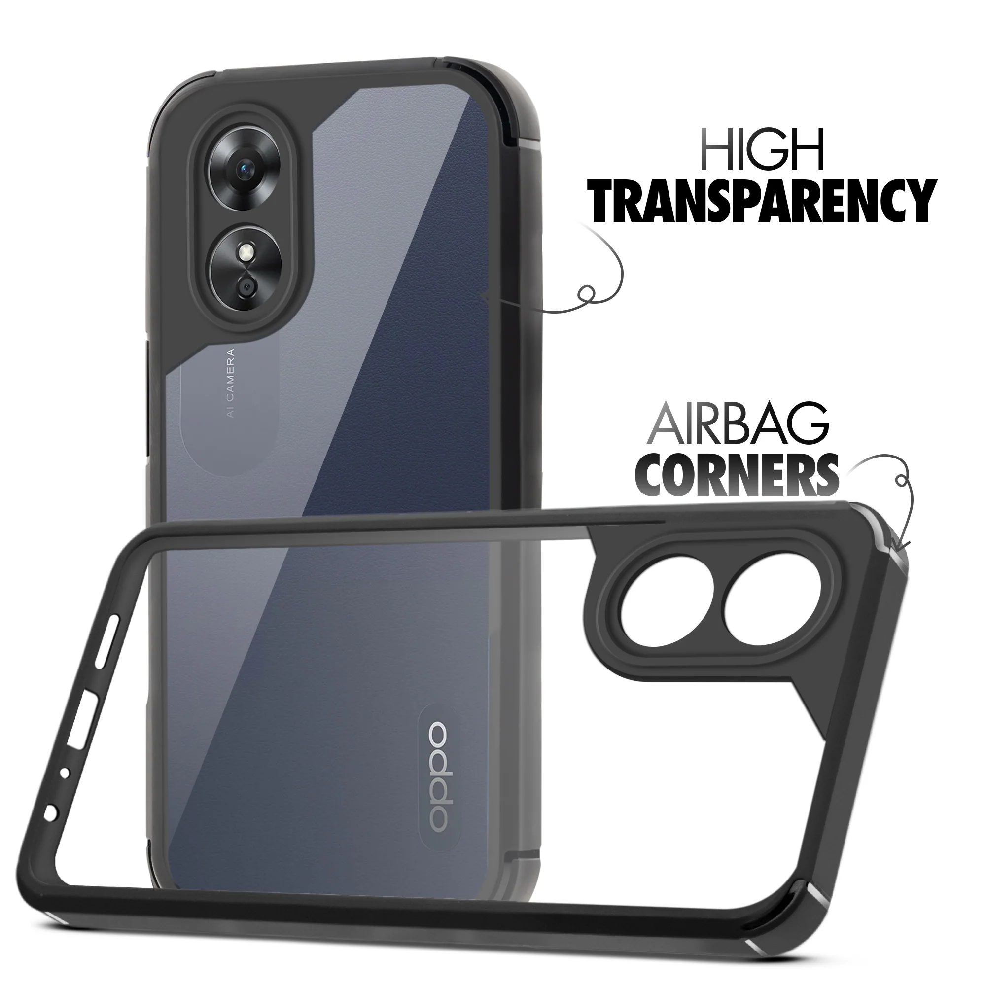 Silicone Border Transparent Back Cover for Oppo A17 - Image 3