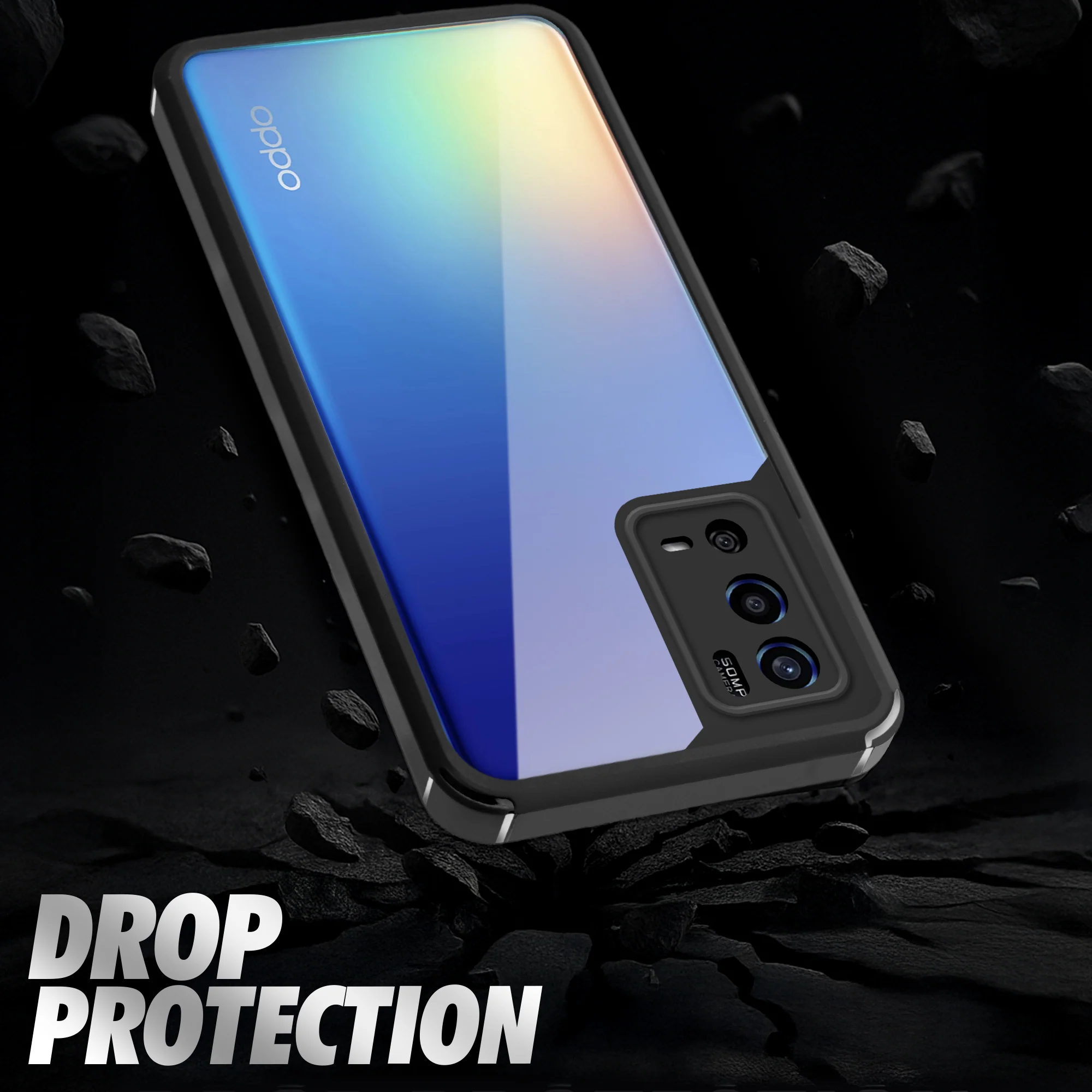 Silicone Border Transparent Back Cover for Oppo A55 4G - Image 6