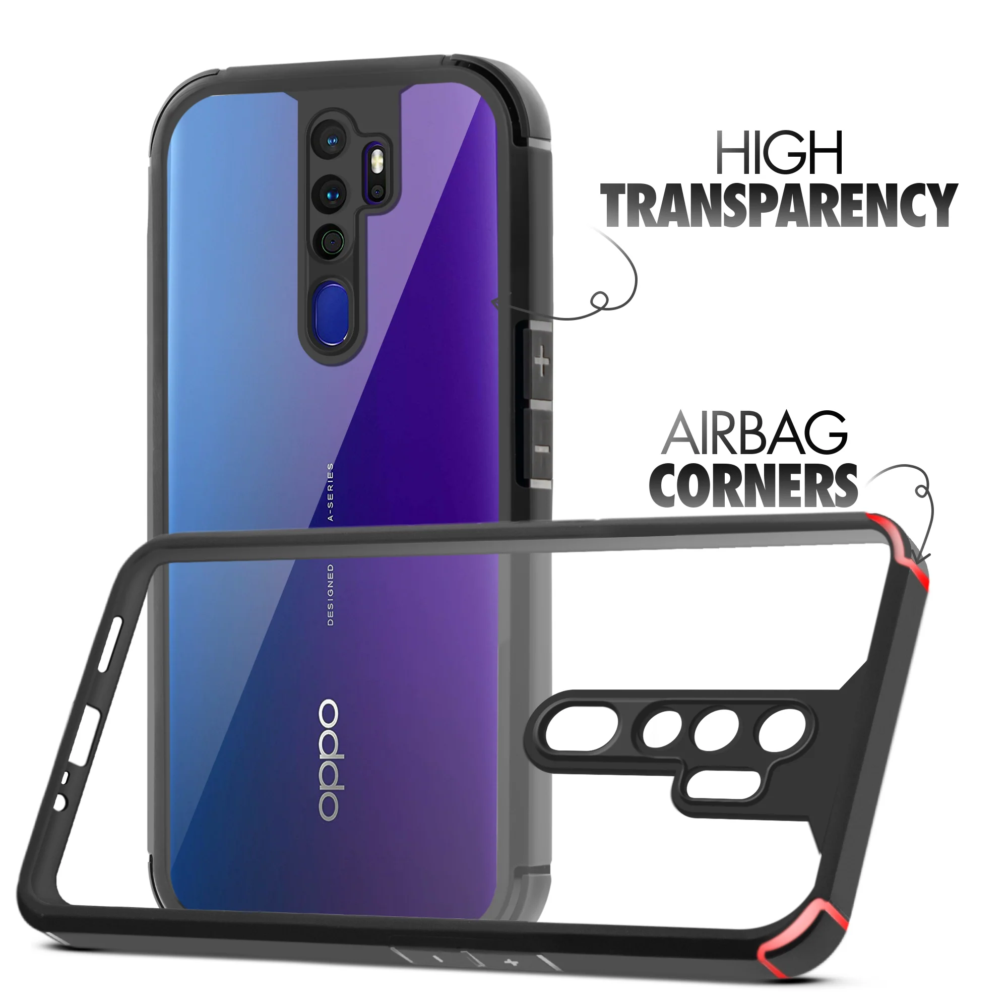 Silicone Border Transparent Back Cover for Oppo A9 2020 - Image 3