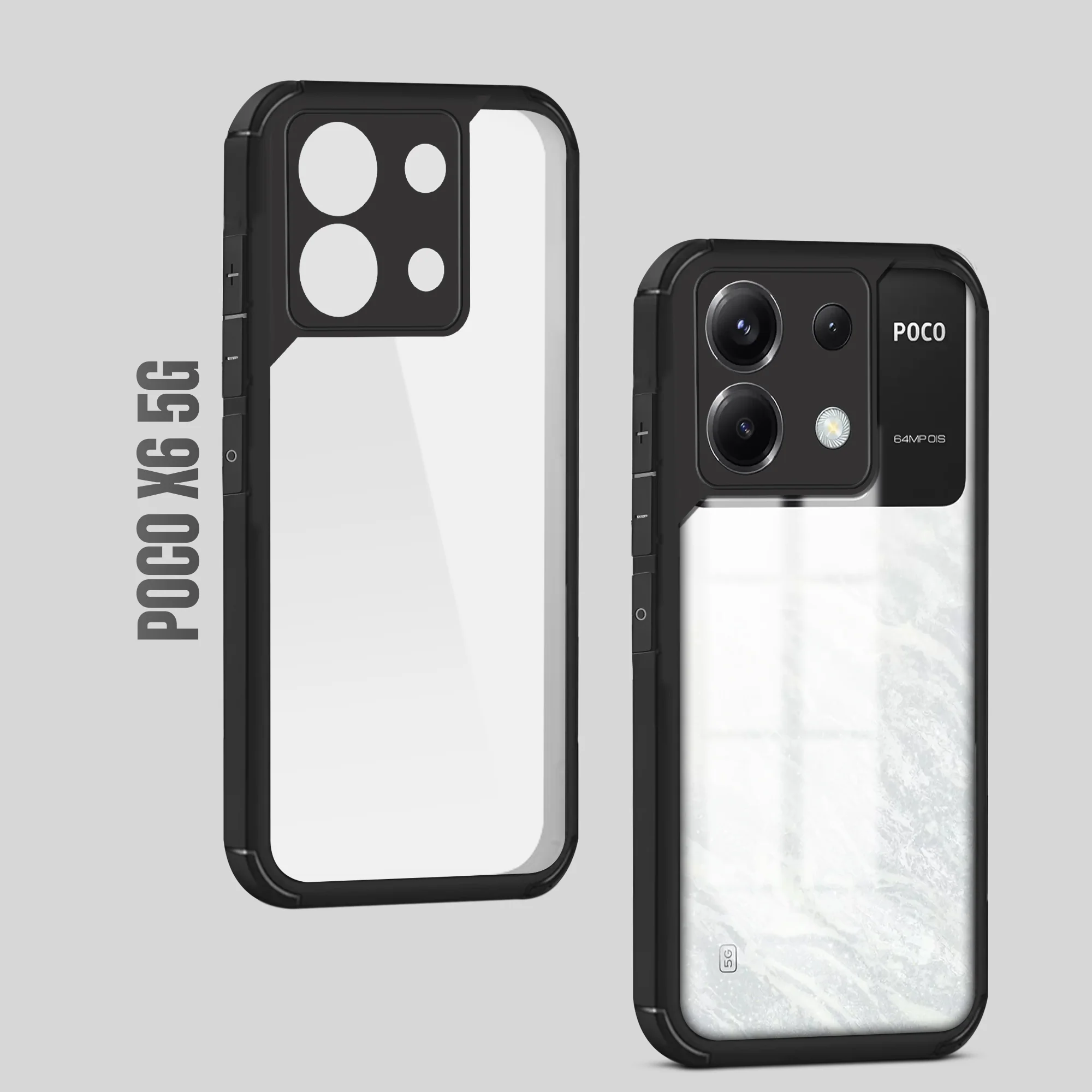 Silicone Border Transparent Back Cover for Poco X6 5G