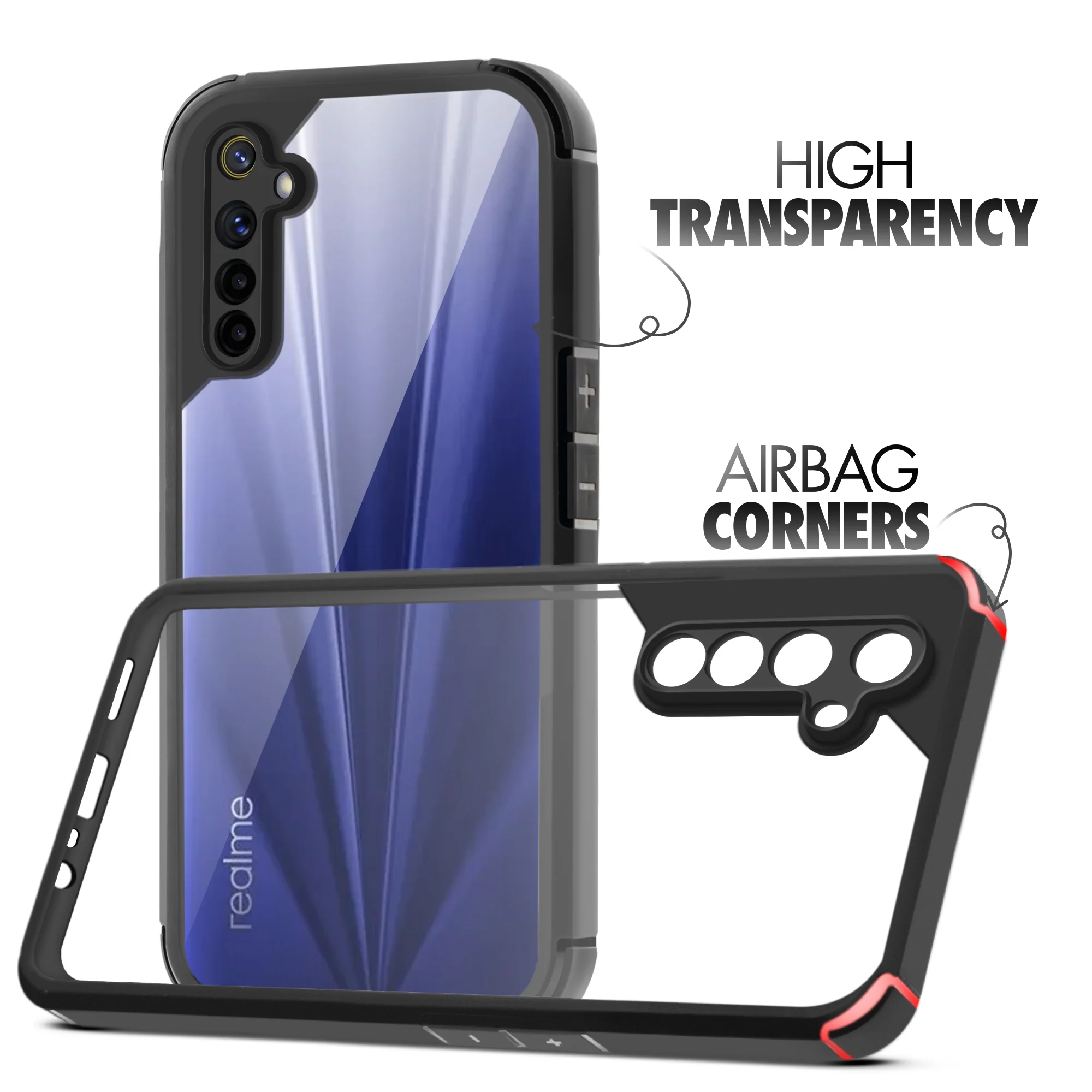 Silicone Border Transparent Back Cover for Realme 6 - Image 3