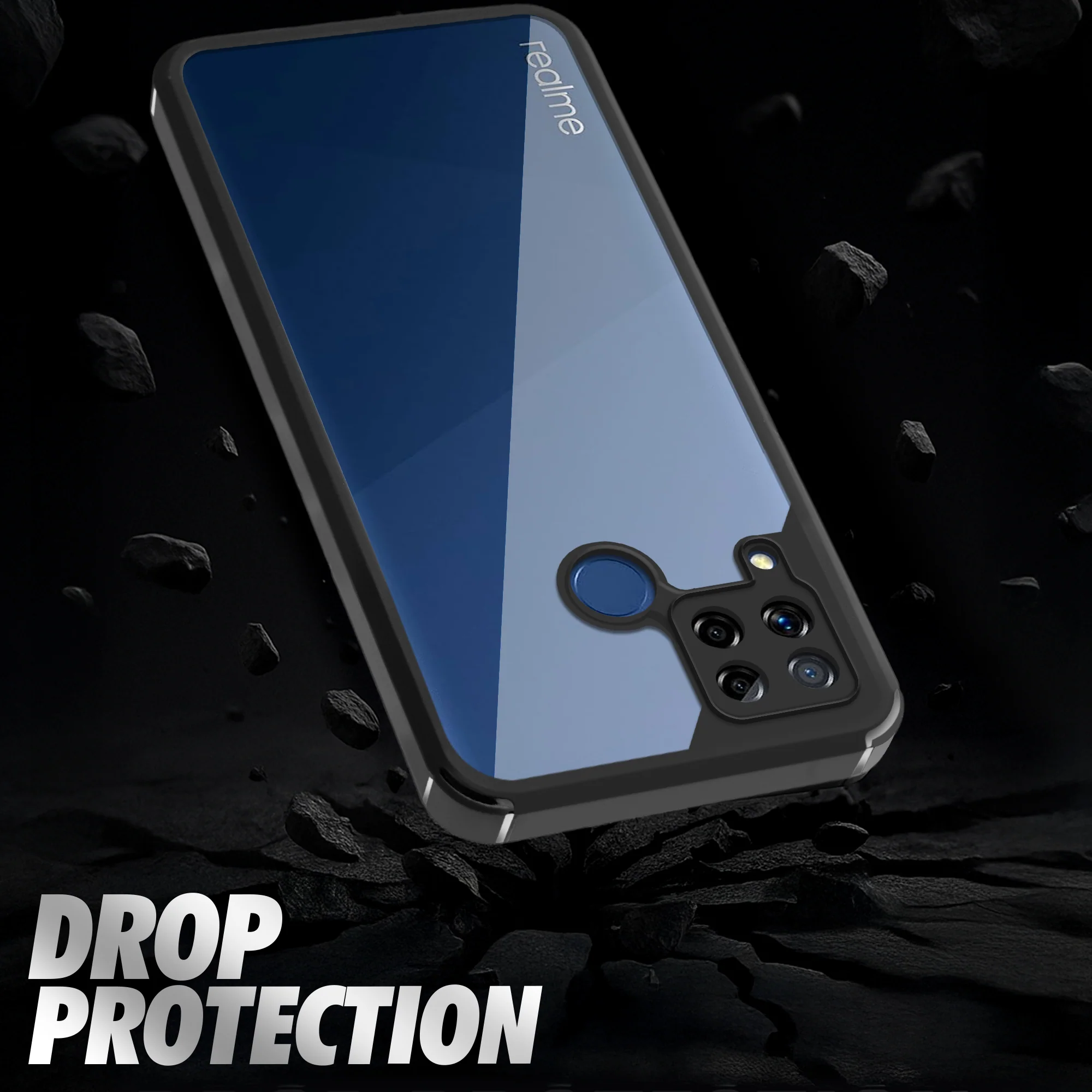 Silicone Border Transparent Back Cover for Realme C15 - Image 6