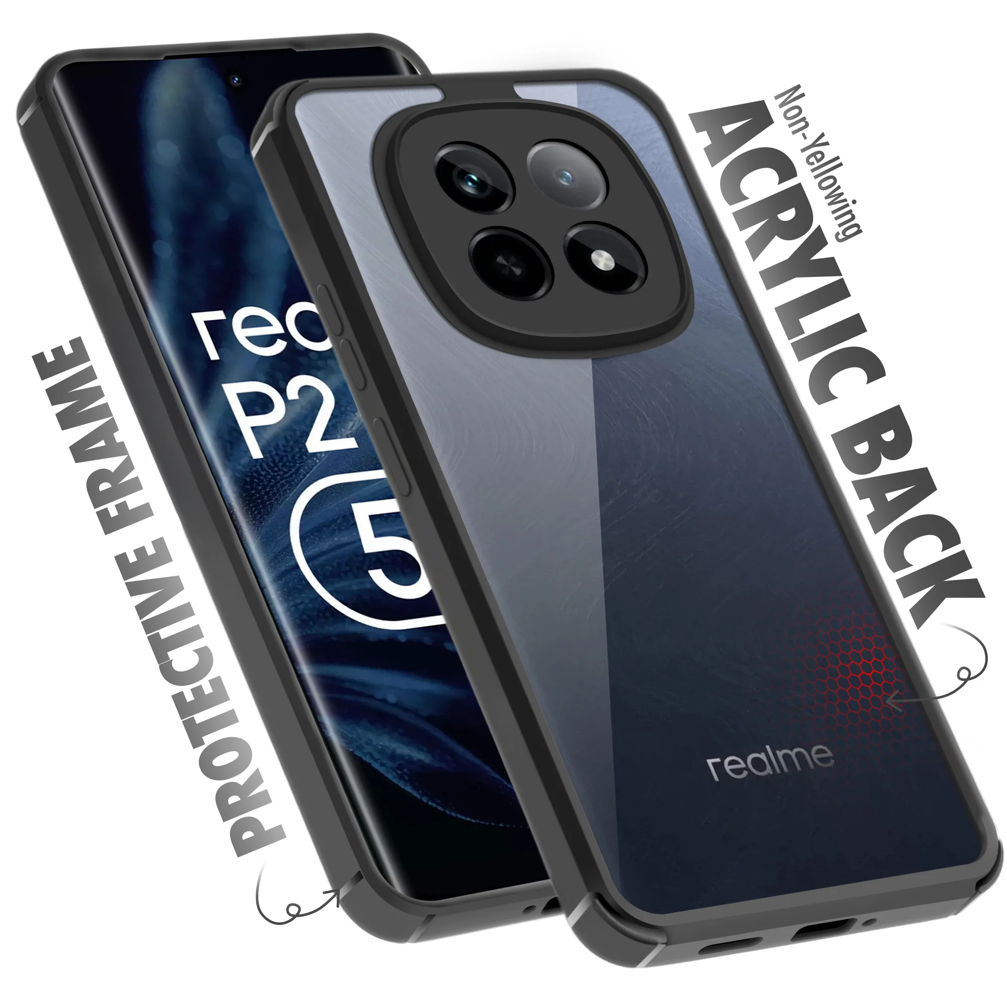 Silicone Border Transparent Back Cover for Realme P2 Pro 5G