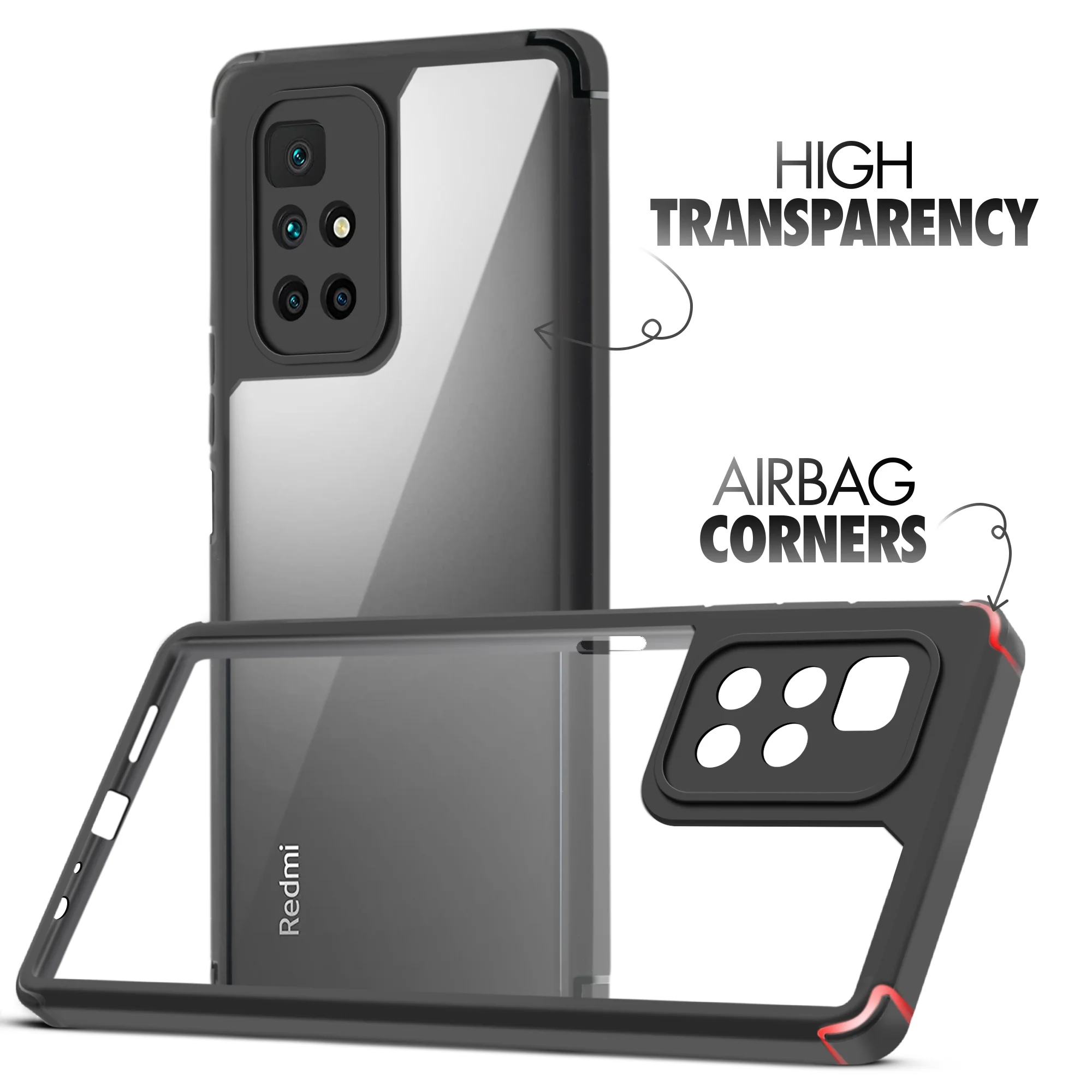 Silicone Border Transparent Back Cover for Redmi 10 Prime - Image 3