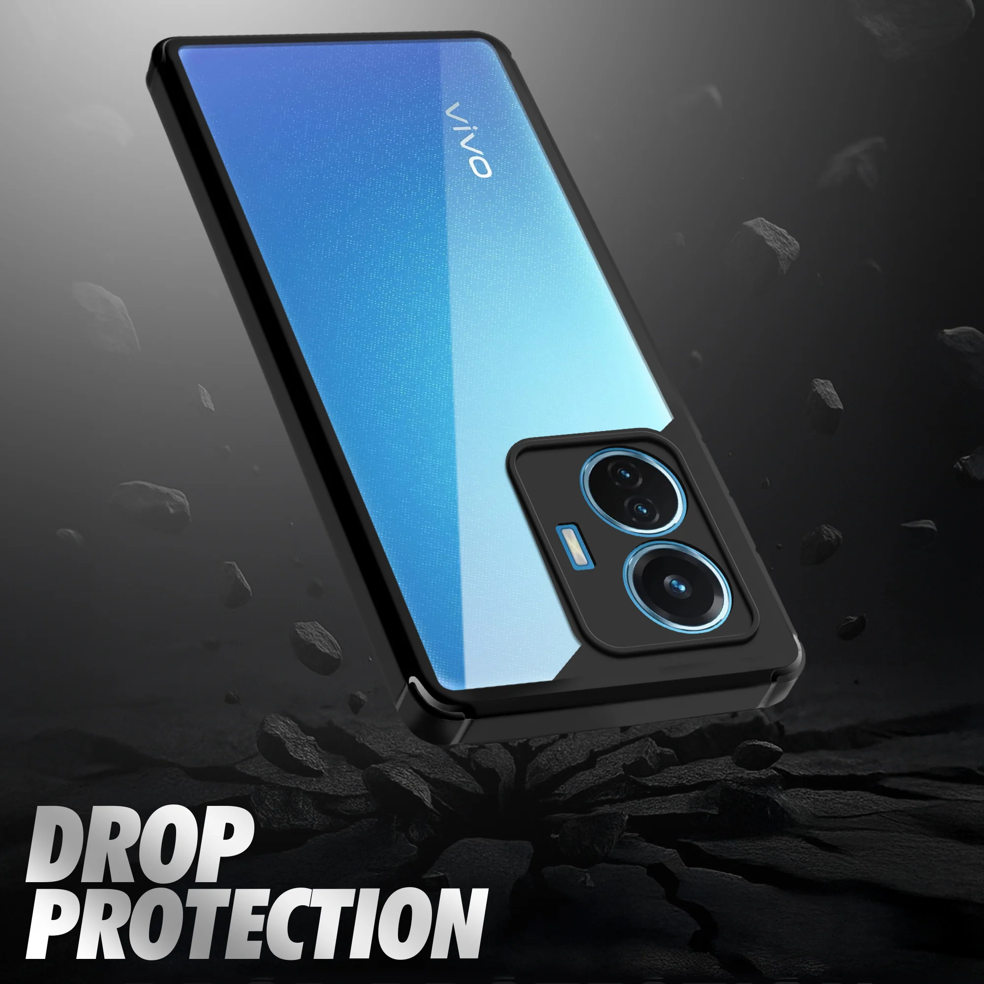 Silicone Border Transparent Back Cover for Vivo T1 44W - Image 6
