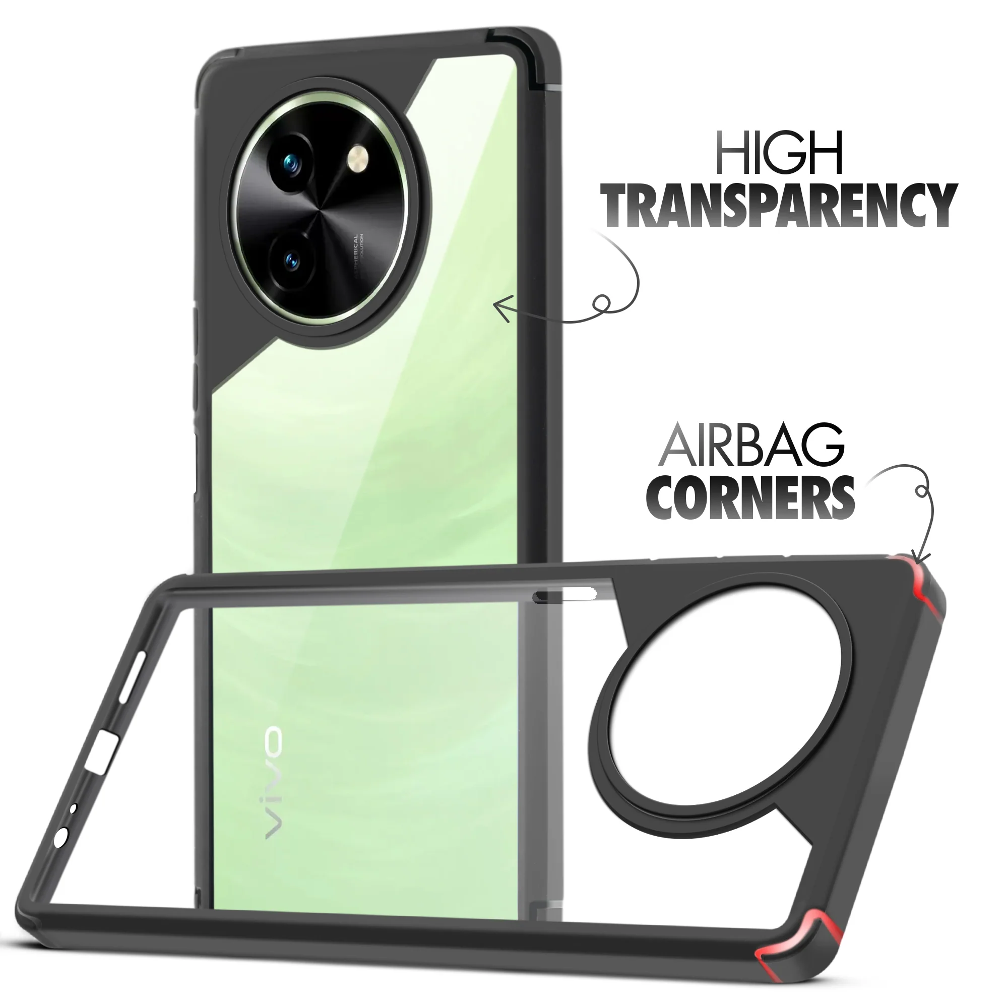 Silicone Border Transparent Back Cover for Vivo T3x 5G - Image 3