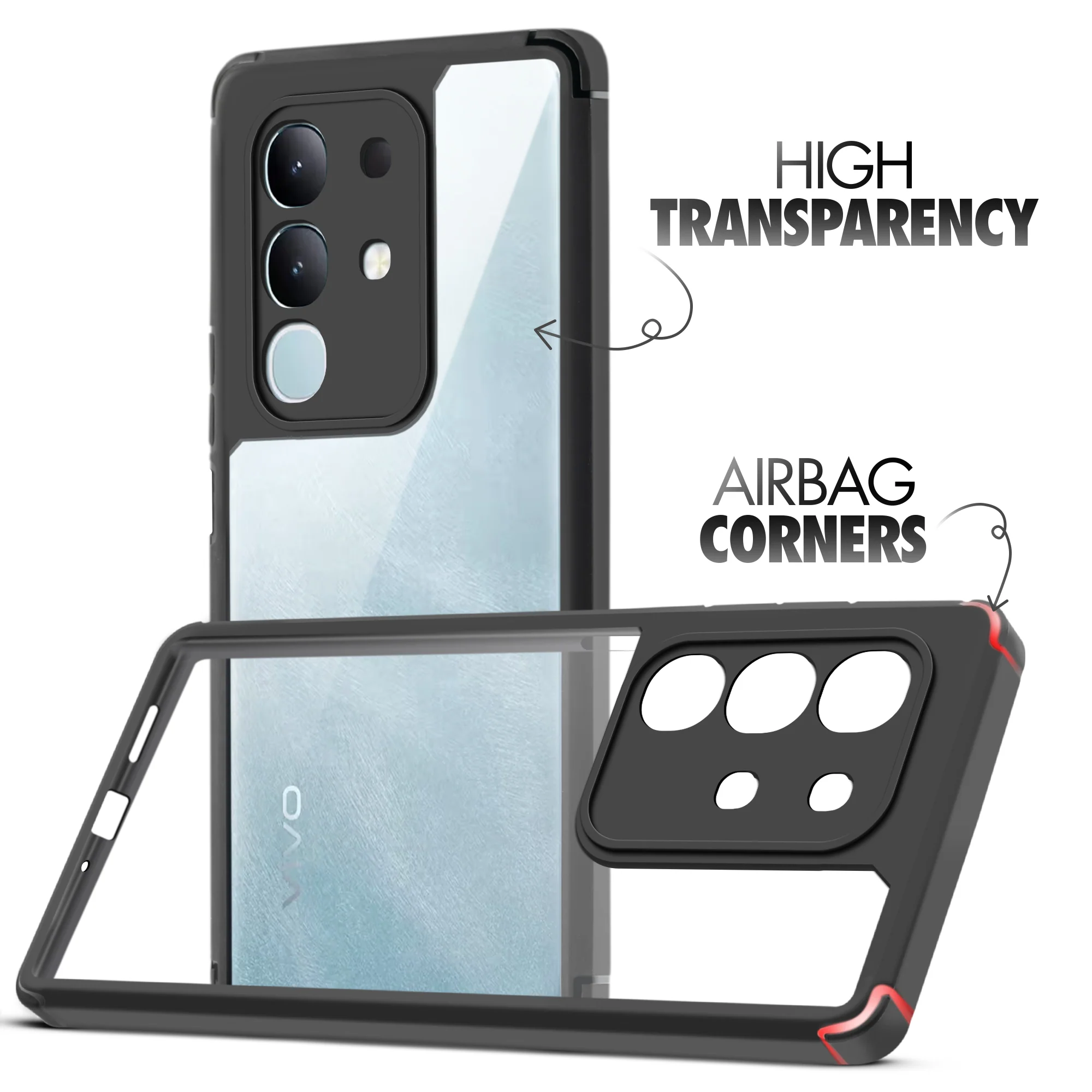 Silicone Border Transparent Back Cover for Vivo T4x 5G - Image 3