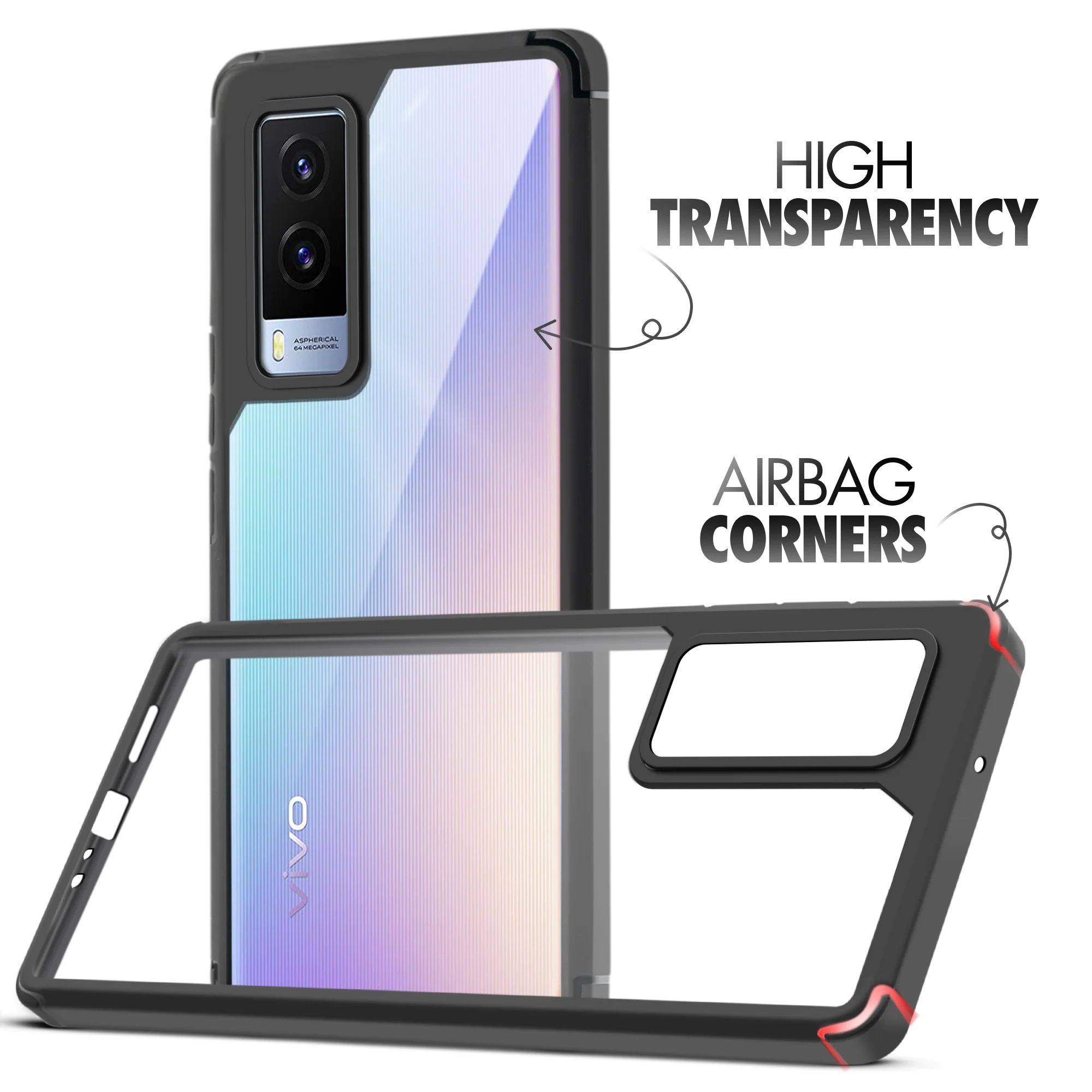 Silicone Border Transparent Back Cover for Vivo V21e 5G - Image 2