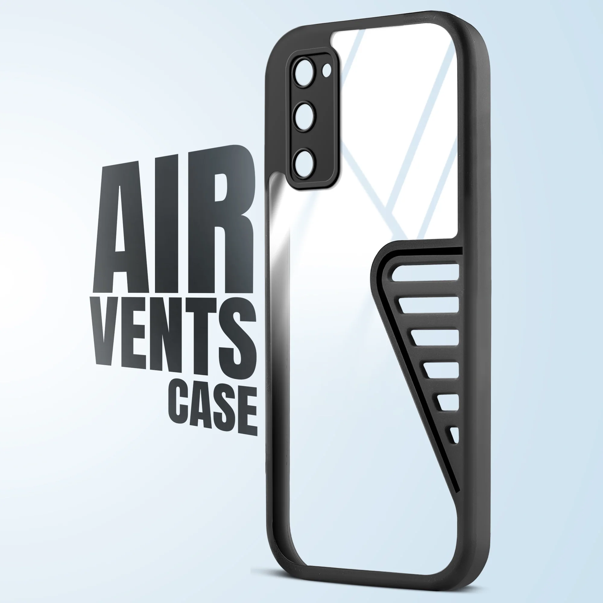 Silicone Border Transparent Cover with Heat Dissipation Holes Drop-Proof Back Cover for Samsung S Series