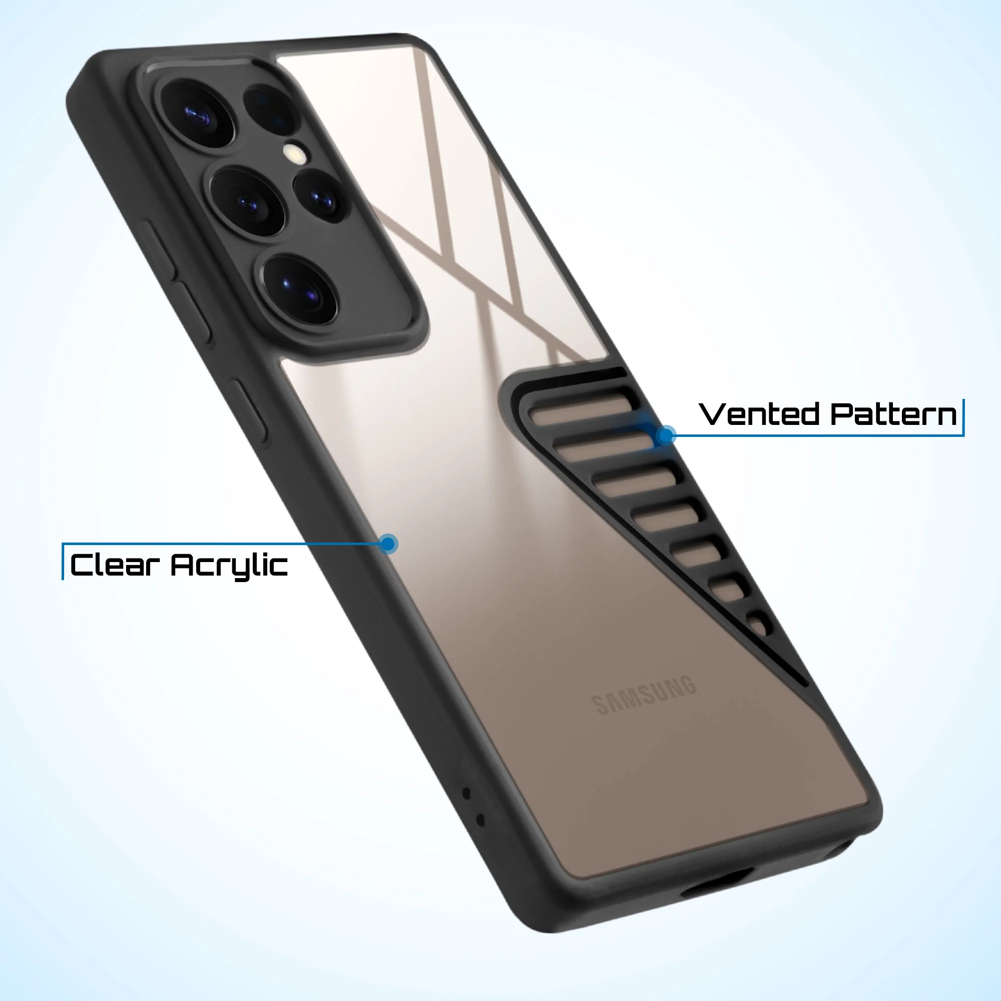 Silicone Border Transparent Cover with Heat Dissipation Holes Drop-Proof Back Cover for Samsung S Series - Image 32