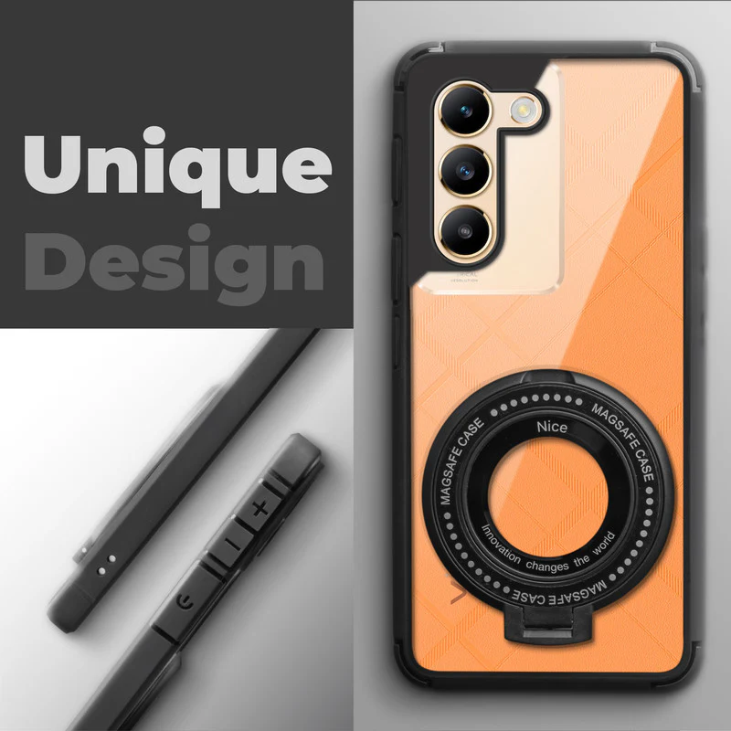 Silicone Border Transparent Hard Back With Holder Kickstand Case For Vivo Y200e 5G - Image 4