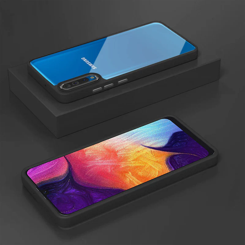 Silicone Frame Hard Transparent Back Phone Case Cover for Samsung A50 - Image 4