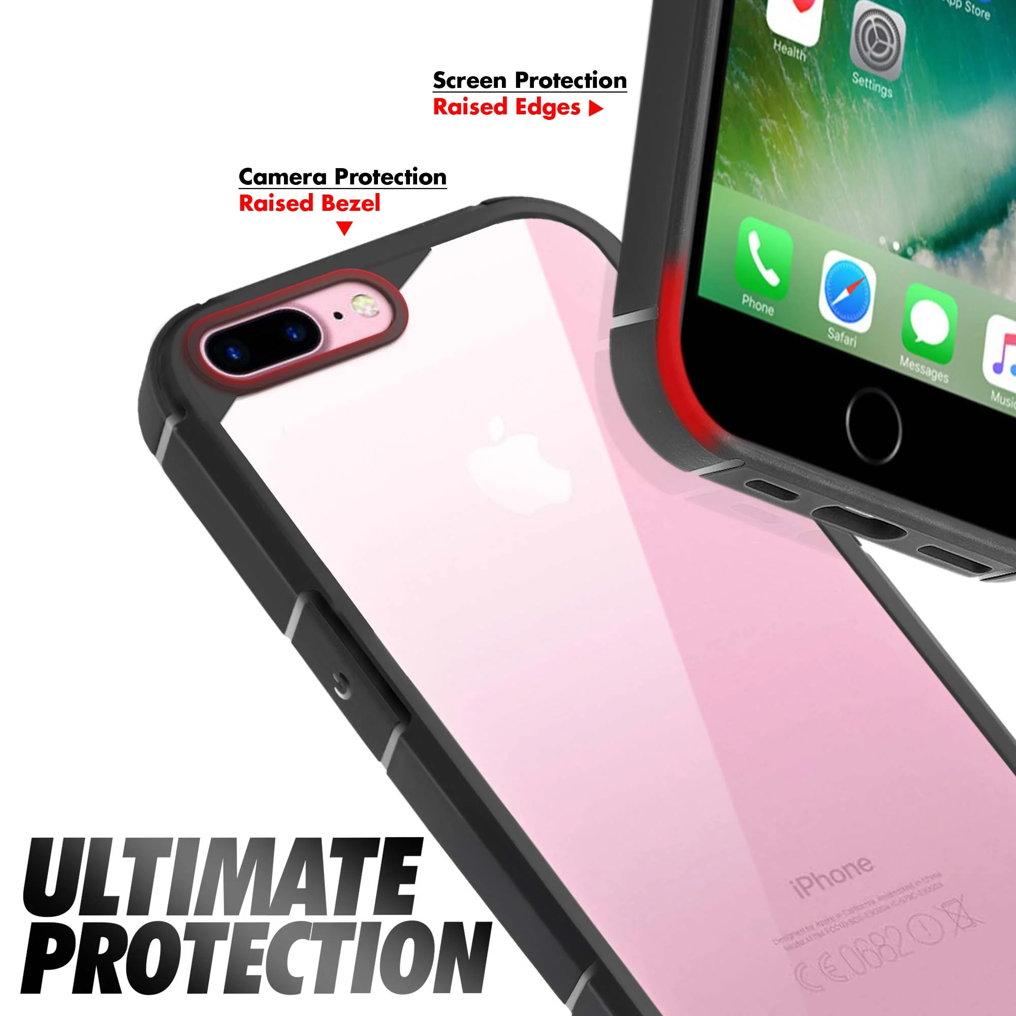 Silicone Frame Transparent Hard Back Cover for Apple iPhone 7 Plus - Image 5
