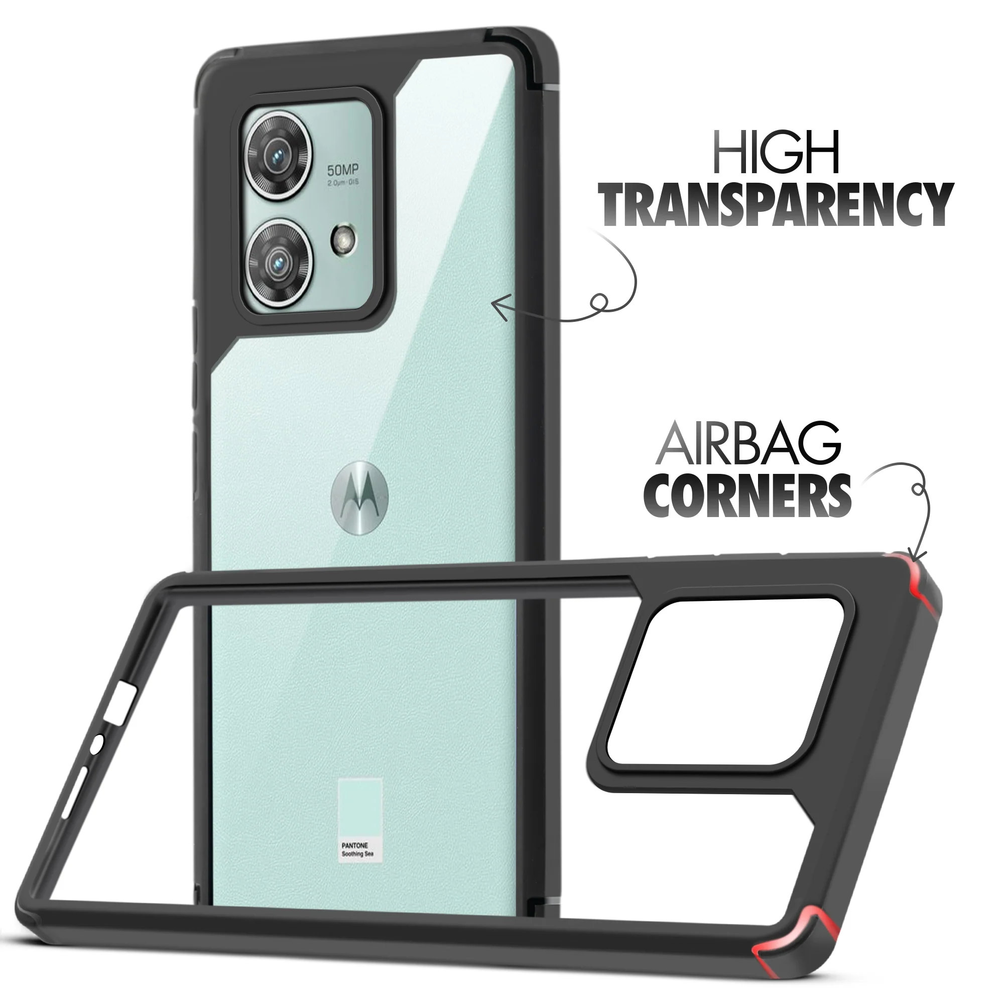 Silicone Frame Transparent Hard Back Cover for Motorola Edge 40 Neo 5G - Image 3