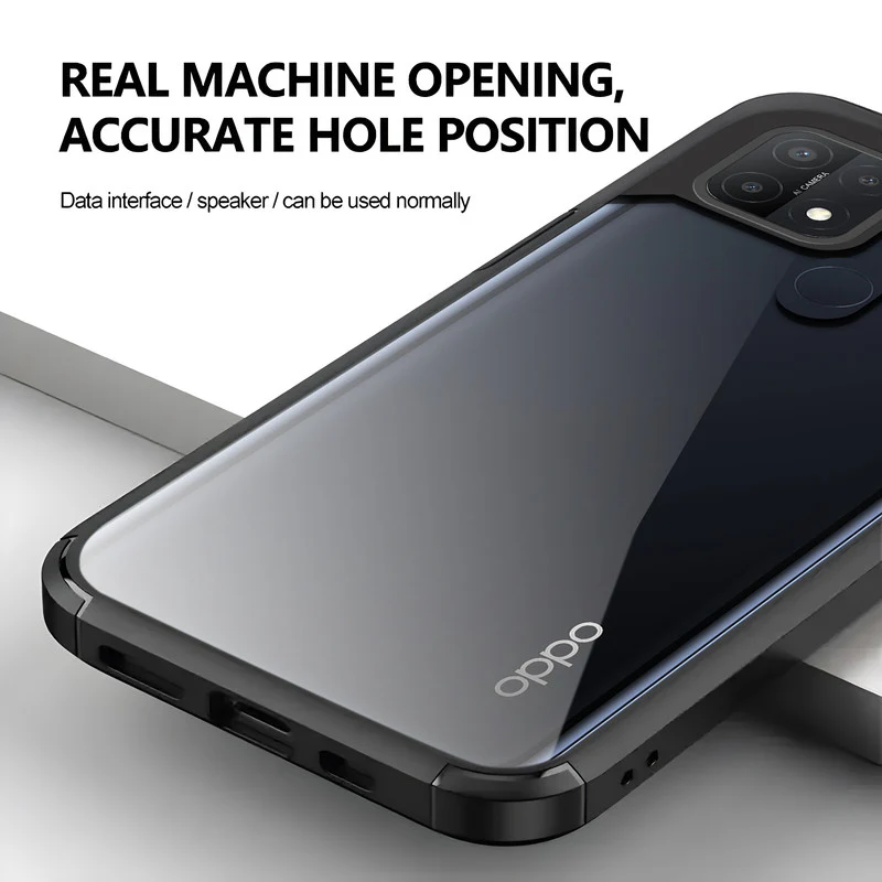 Silicone Frame Transparent Hard Back Cover for Oppo A15 - Image 5