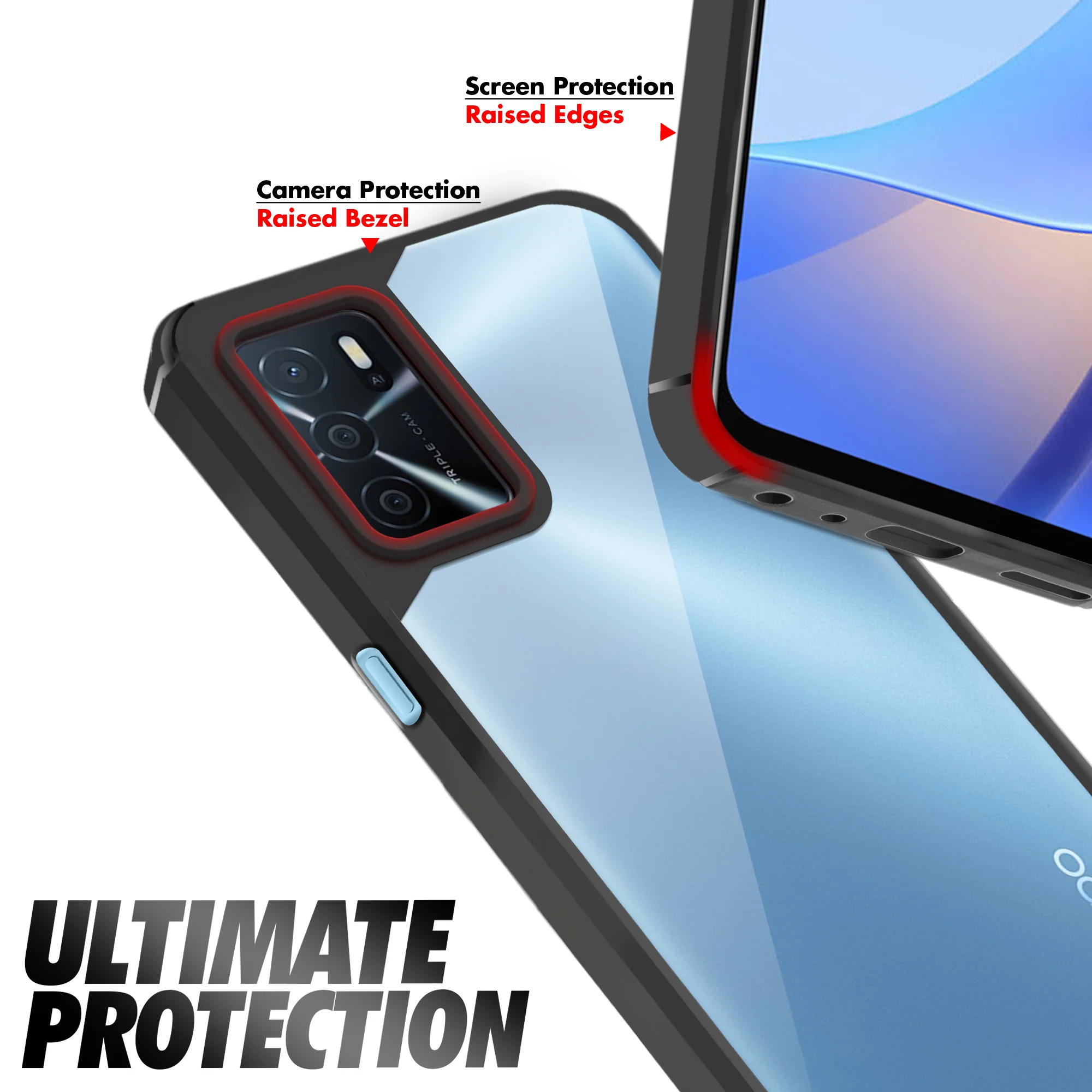 Silicone Frame Transparent Hard Back Cover for Oppo A16 - Image 5