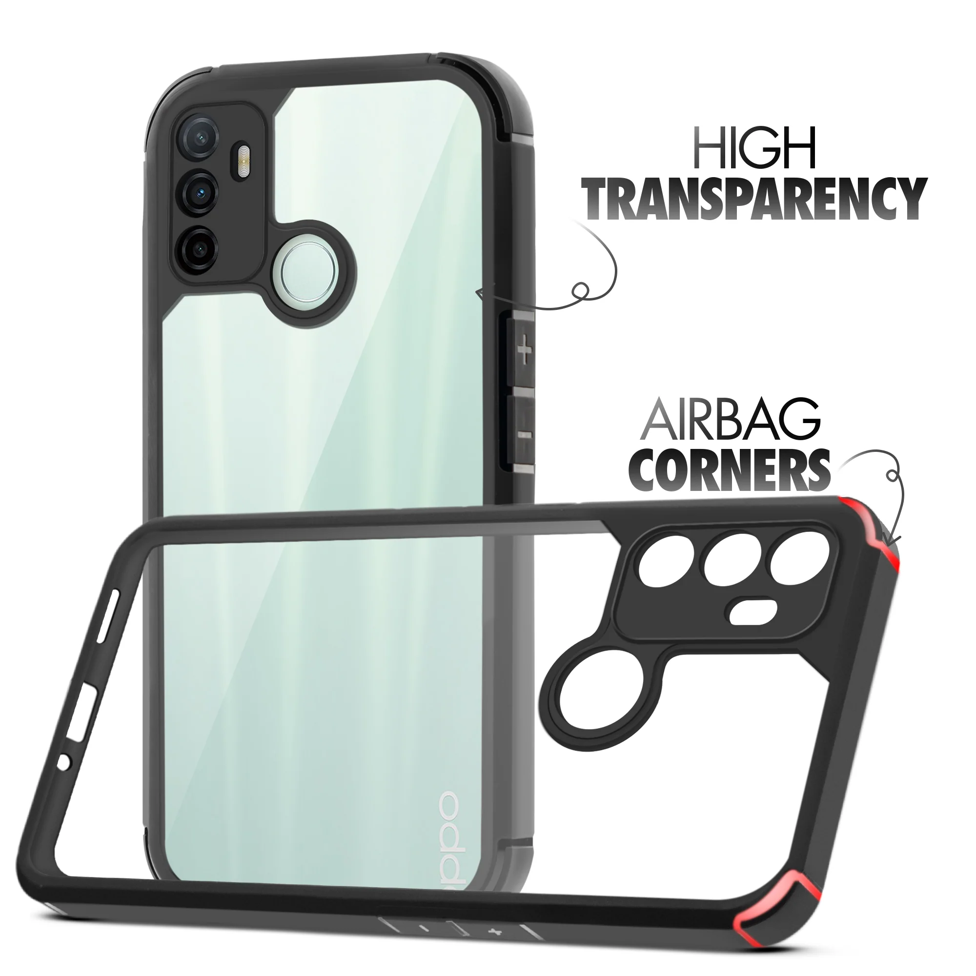 Silicone Frame Transparent Hard Back Cover for Oppo A33 2020 - Image 3