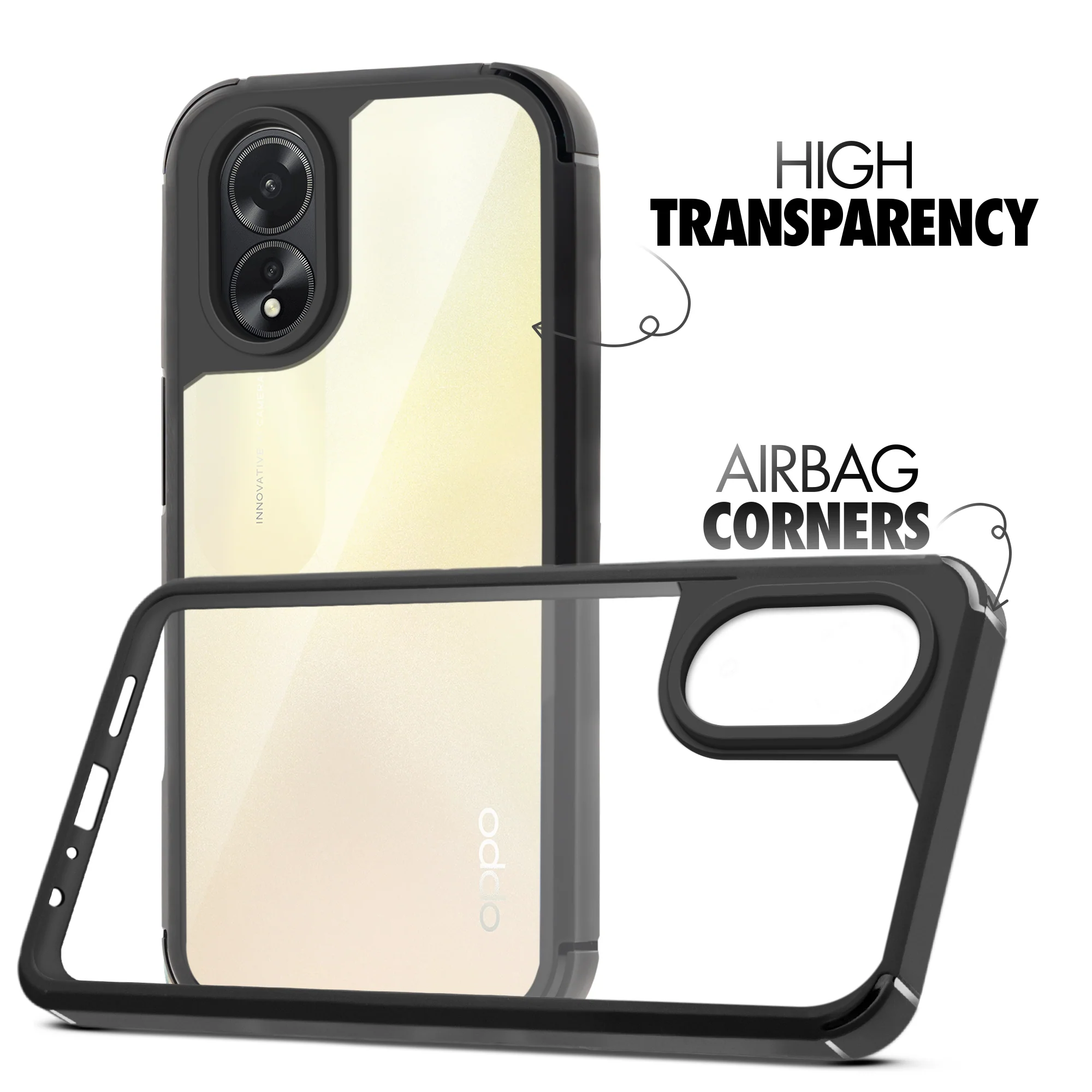 Silicone Frame Transparent Hard Back Cover for Oppo A38 4G - Image 4