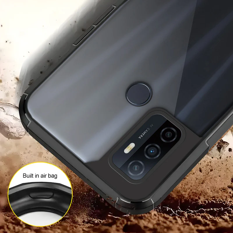 Silicone Frame Transparent Hard Back Cover for Oppo A53 2020 - Image 5