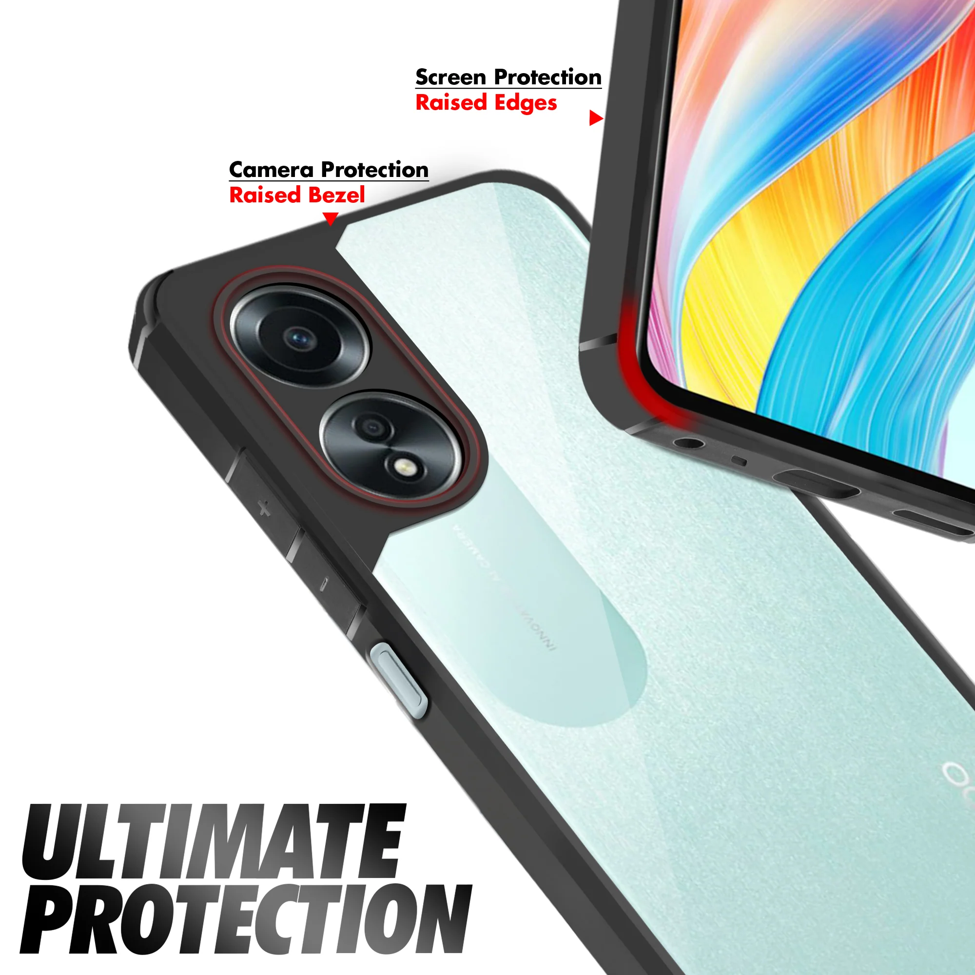 Silicone Frame Transparent Hard Back Cover for Oppo A58 4G - Image 5
