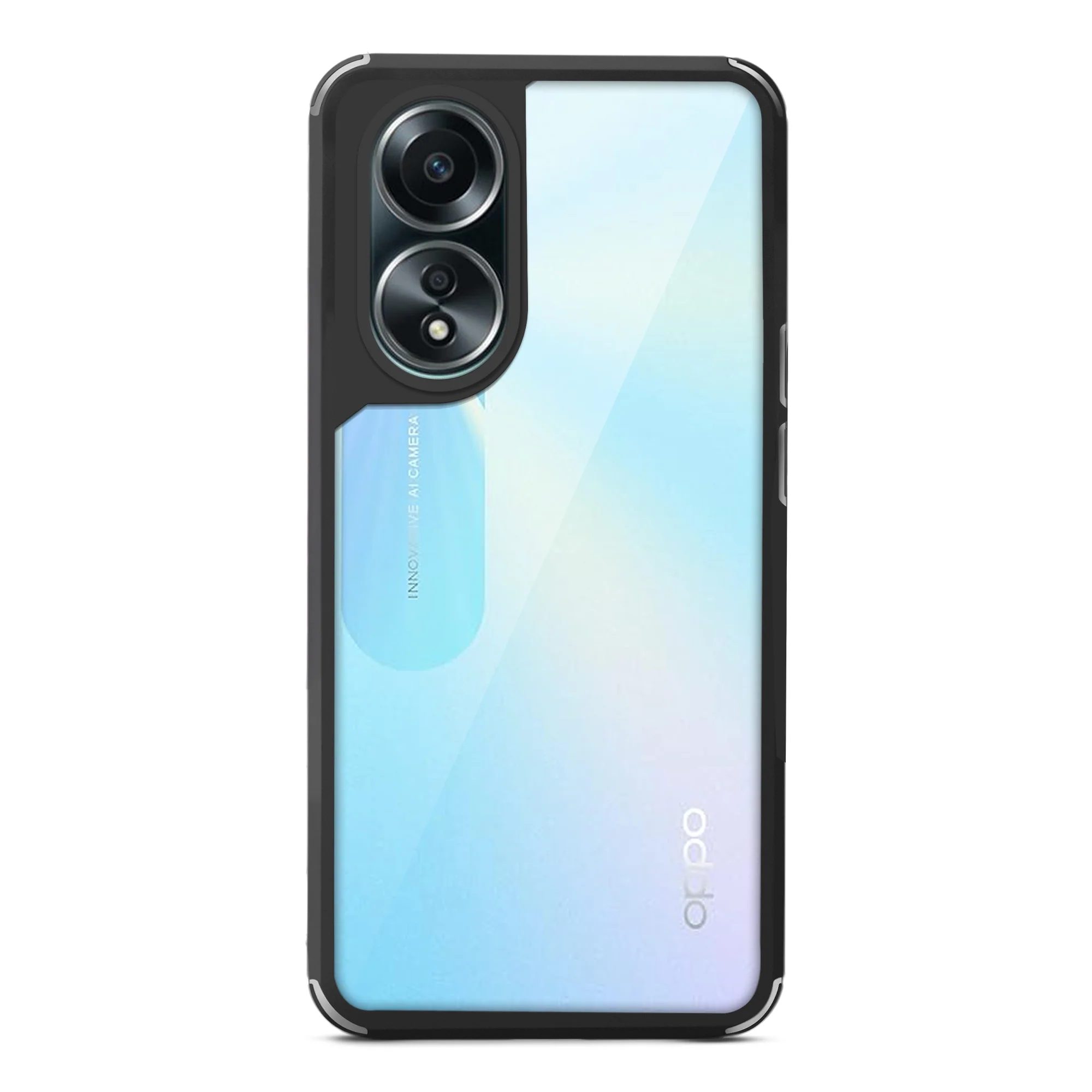 Silicone Frame Transparent Hard Back Cover for Oppo A78 5G - Image 4