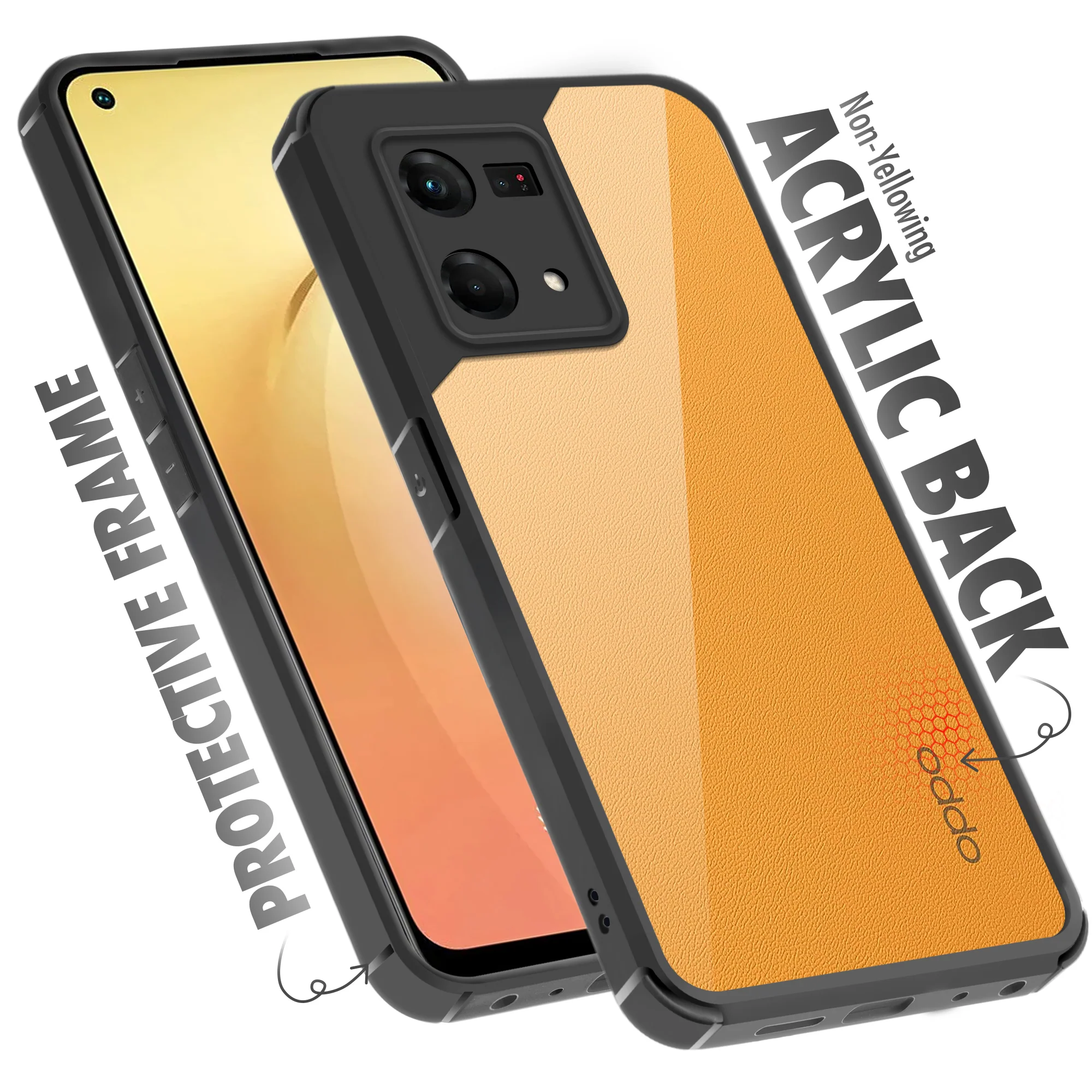 Silicone Frame Transparent Hard Back Cover for Oppo F21s Pro 4G